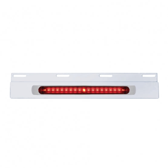 Stainless Top Mud Flap Plate With 19 LED 17" Light Bar &amp; Bezel - Red LED/Red Lens (Each)