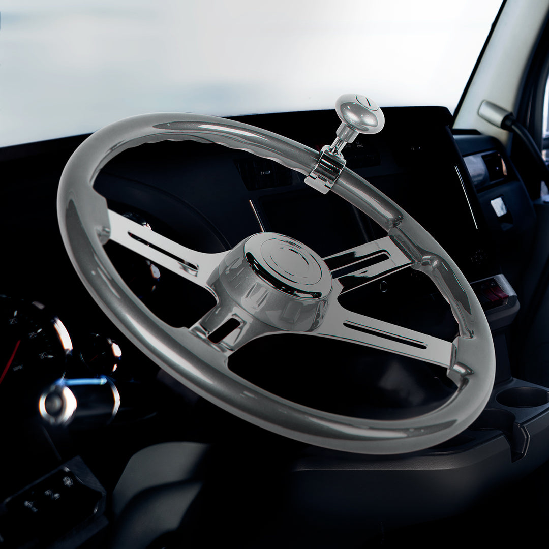 18" Vibrant Color 4 Spoke Steering Wheel - Liquid Silver