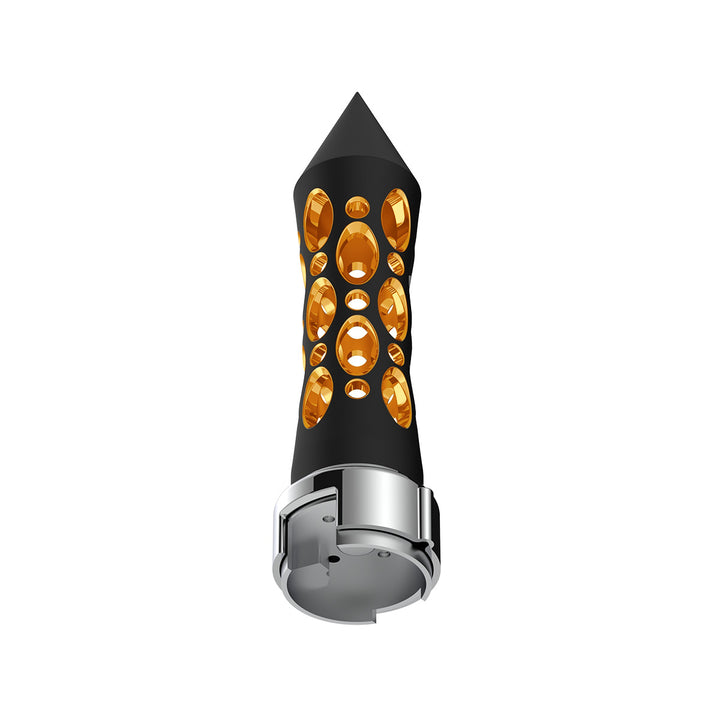 Thread-On Daytona Style Spike Gearshift Knob With LED 13/15/18 Speed Adapter - Black/Amber LED