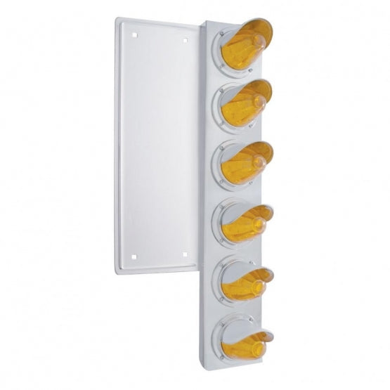 FL Stainless Steel Front Air Cleaner Bracket With 12 x 11 LED Watermelon Lights &amp; Visors - Amber LED &amp; Lens