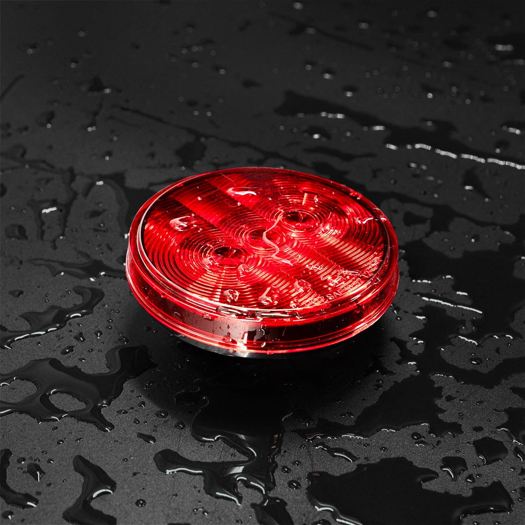 3 LED 4" Round Light (Stop, Turn, &amp; Tail) - Red LED/Red Lens
