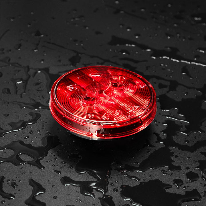 3 LED 4" Round Light (Stop, Turn, &amp; Tail) - Red LED/Red Lens