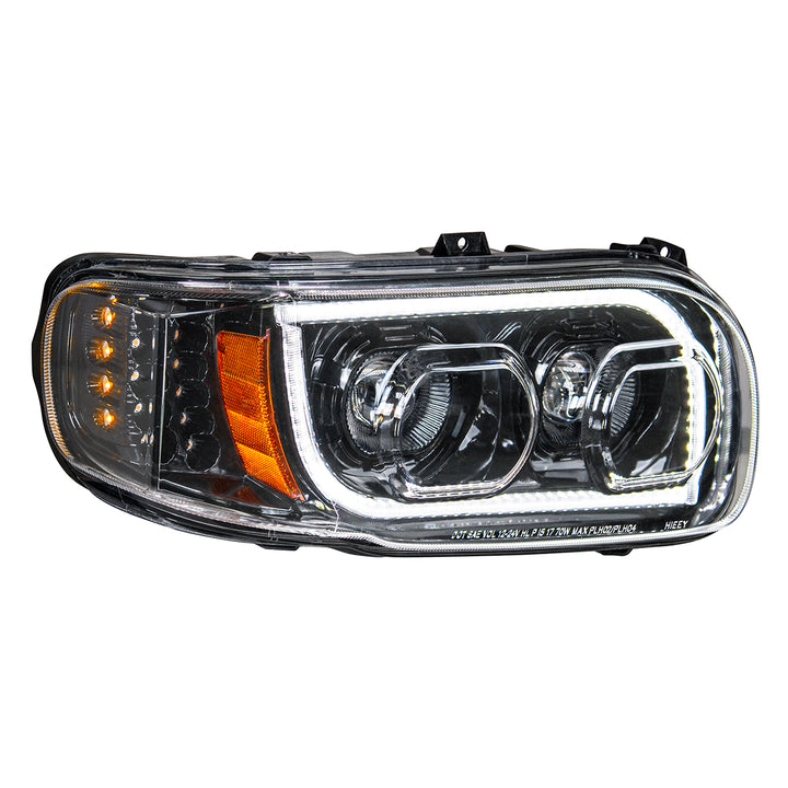 High Power LED "Blackout" Headlight With 16 LED Turn &amp; 57 LED Bar For 2008-2024 Peterbilt 389 - Passenger