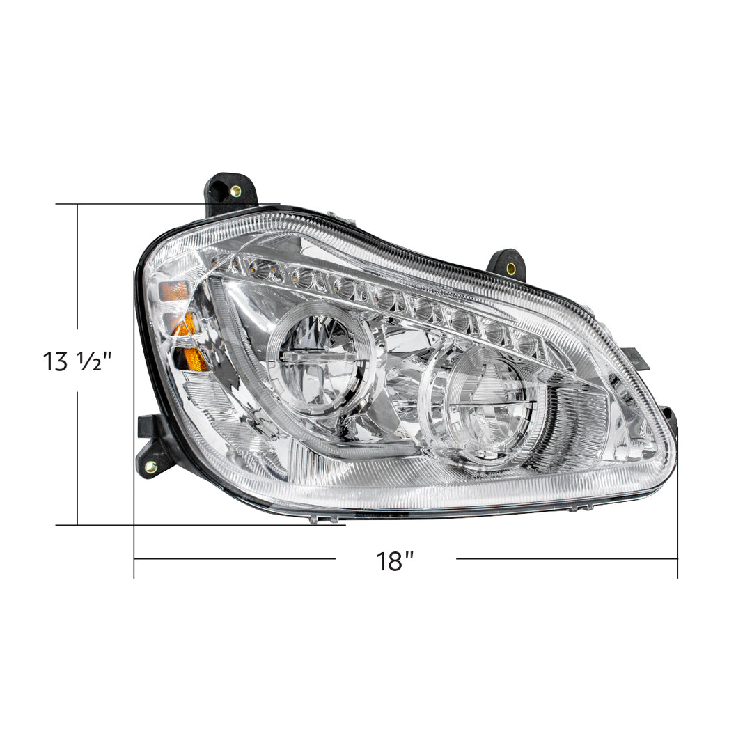 High Power 45 LED Chrome Headlight With Sequential Turn Signal For 2013-2021 Kenworth T680 - Passenger