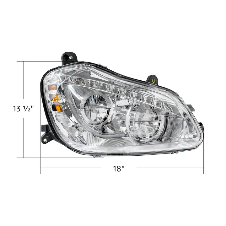 High Power 45 LED Chrome Headlight With Sequential Turn Signal For 2013-2021 Kenworth T680 - Passenger