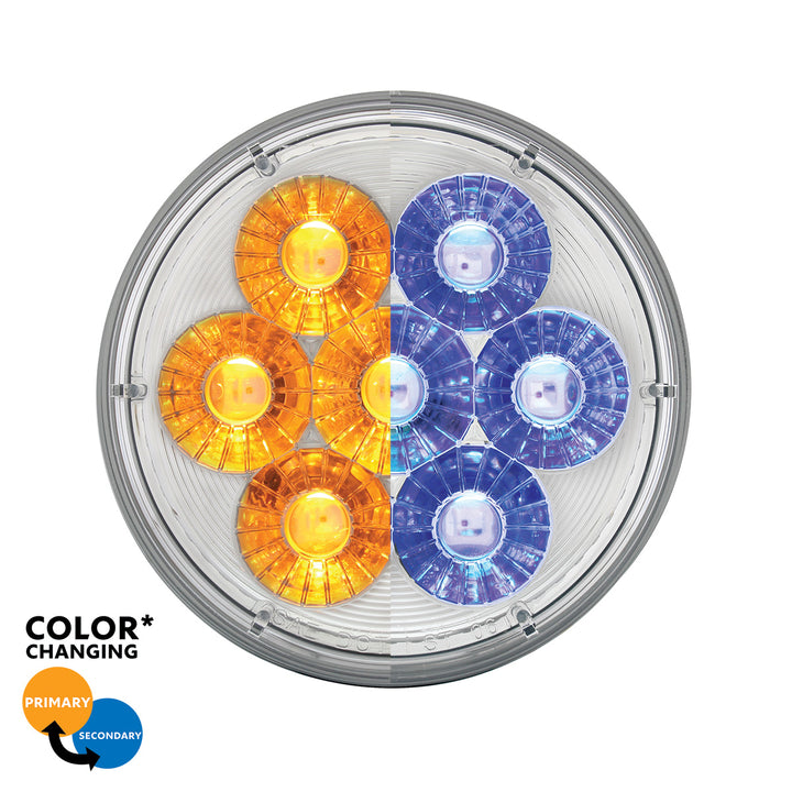 14 LED 4" Round Double Fury Light (Turn Signal) - Amber &amp; Blue LED/Clear Lens
