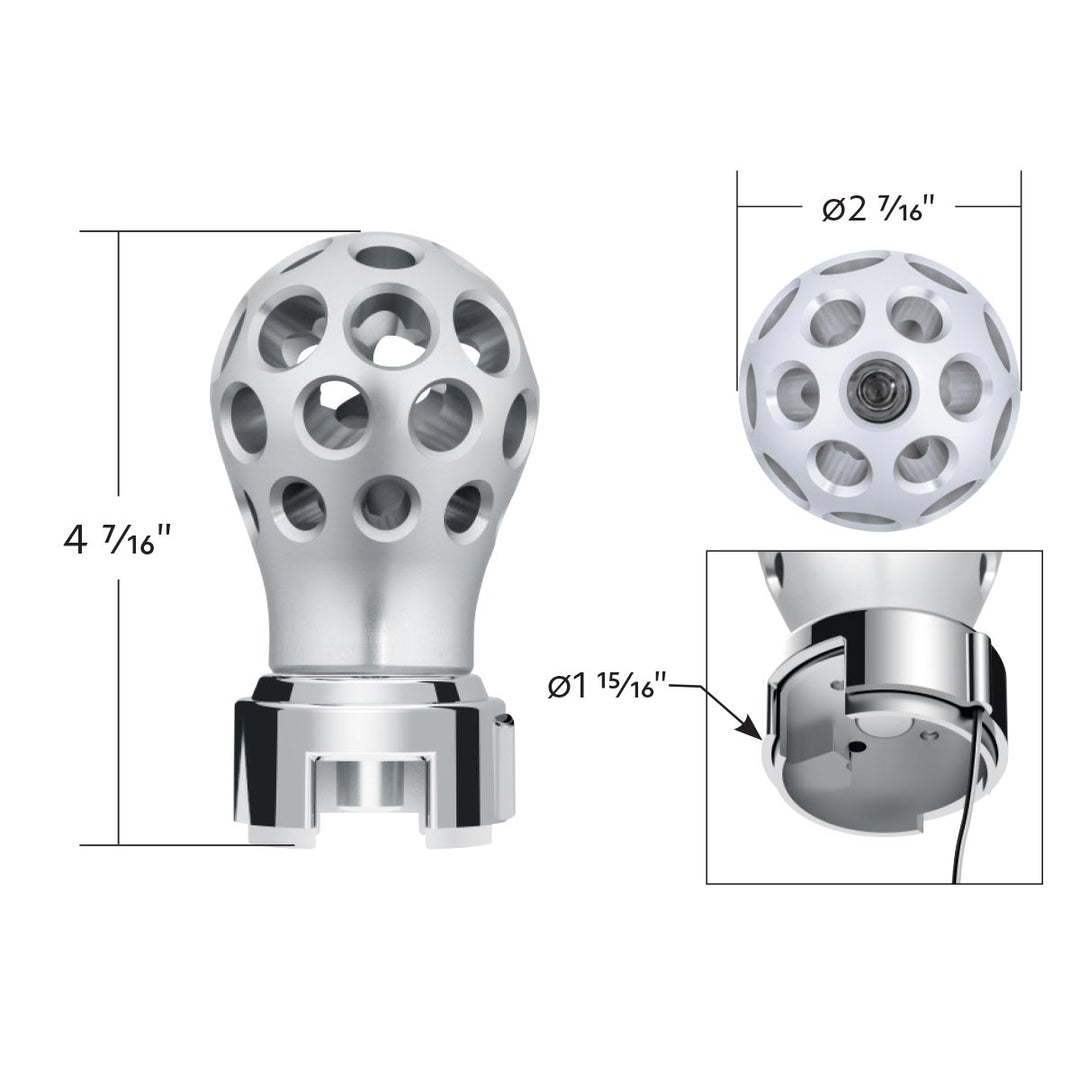 Thread-On Annodized Phoenix Style Ball Gearshift Knob With LED 13/15/18 Speed Adapter - Amber LED