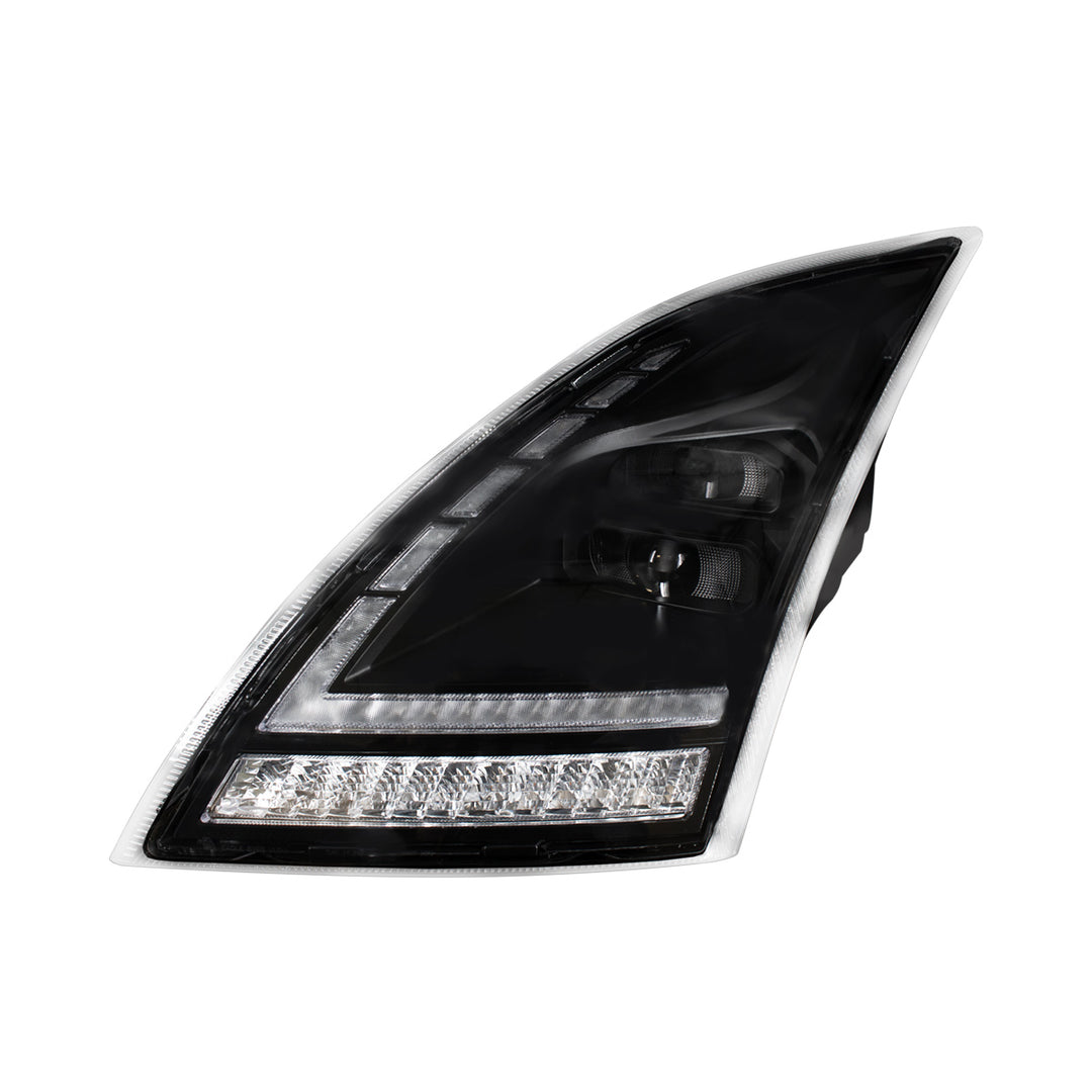Blackout Full LED Headlight With Switchable Sequential Turn Signal. 2018-2024 Volvo VNL - Driver