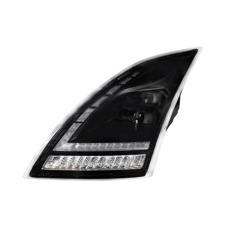 Blackout Full LED Headlight With Switchable Sequential Turn Signal. 2018-2024 Volvo VNL - Driver