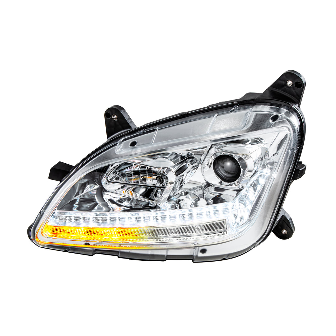 Chrome Projection Headlight With LED Sequential Turn and DRL For 2012-2021 Peterbilt 579 - Driver