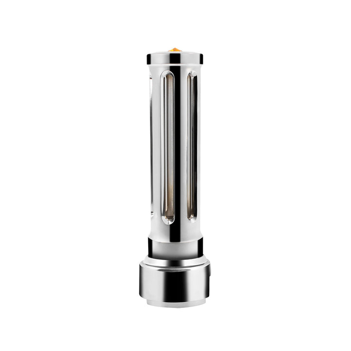 Thread-On Chrome Sonoma Style Gearshift Knob With LED 13/15/18 Speed Adapter - Amber Crystal/Amber LED