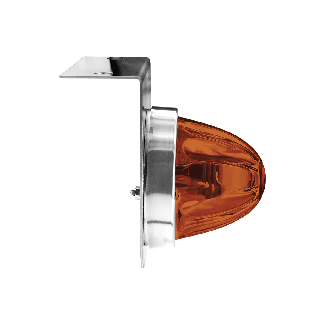 Dual Function Glass Watermelon Light With Stainless Steel Light Bracket Kit With LED Bulb - Amber LED/Dark Amber Lens