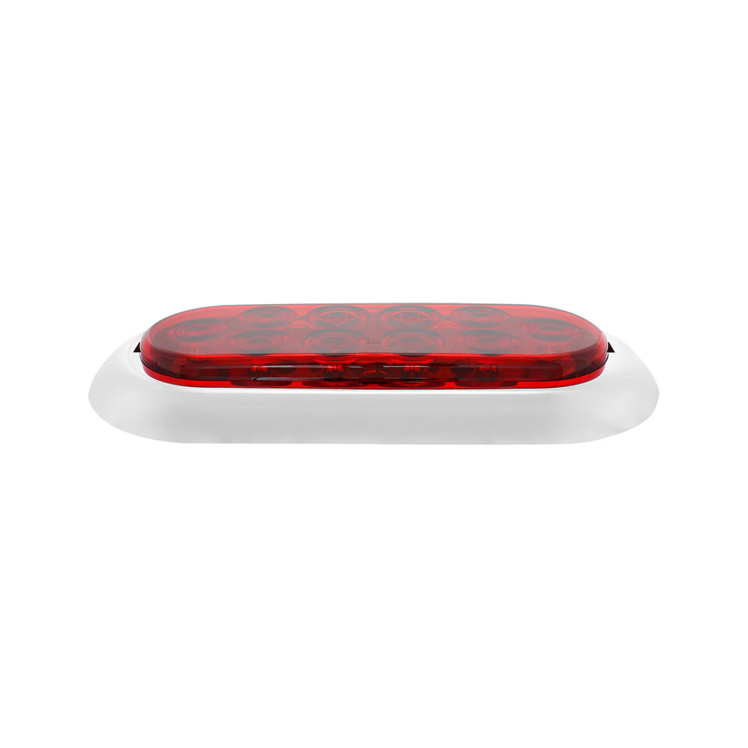 10 LED 6" Oval Light With Bezel (Stop, Turn &amp; Tail) - Red LED/Red Lens