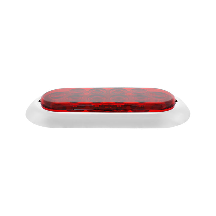 10 LED 6" Oval Light With Bezel (Stop, Turn &amp; Tail) - Red LED/Red Lens