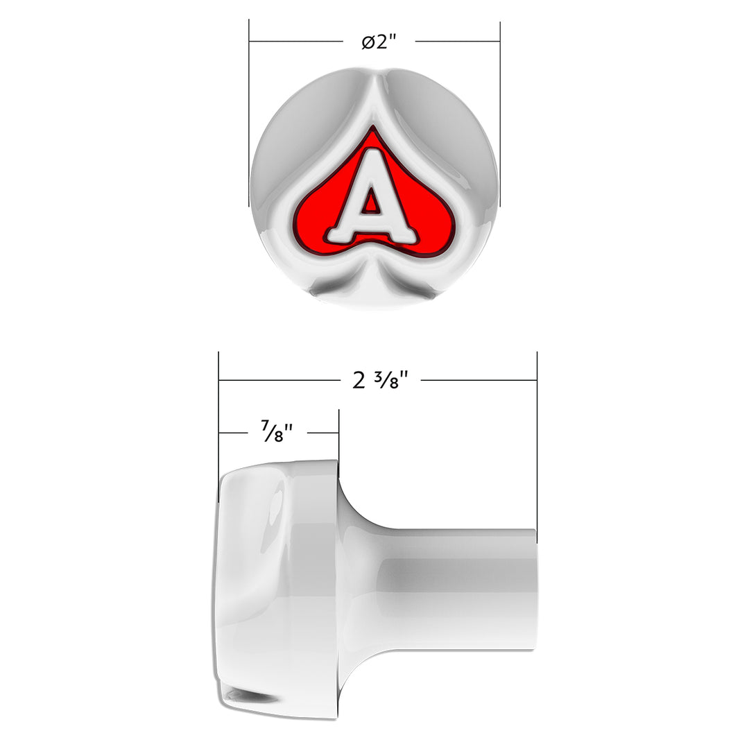 Ace Of Spades Air Valve Knob - Pearl White With Gloss Red Inlay