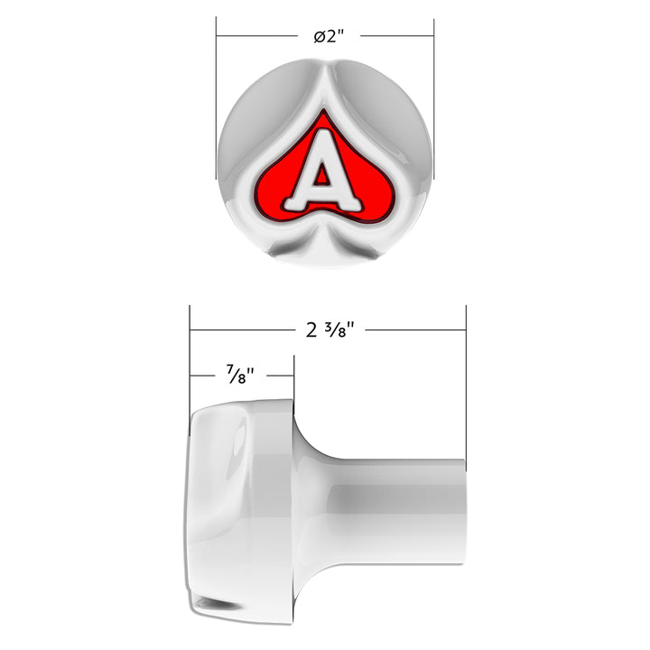 Ace Of Spades Air Valve Knob - Pearl White With Gloss Red Inlay