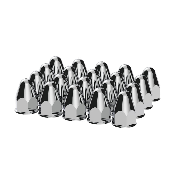 1-1/2" x 2-3/4" Chrome Plastic Bullet Nut Covers - Push-On (Color Box of 20)