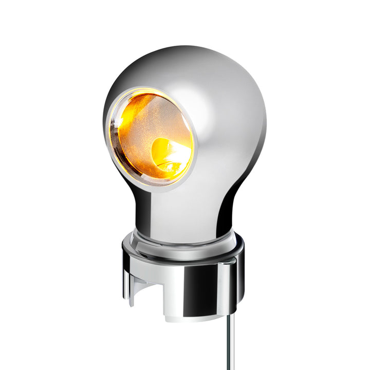 Thread-On Chrome Charlotte Style Gearshift Knob With LED 13/15/18 Speed Adapter - Amber LED