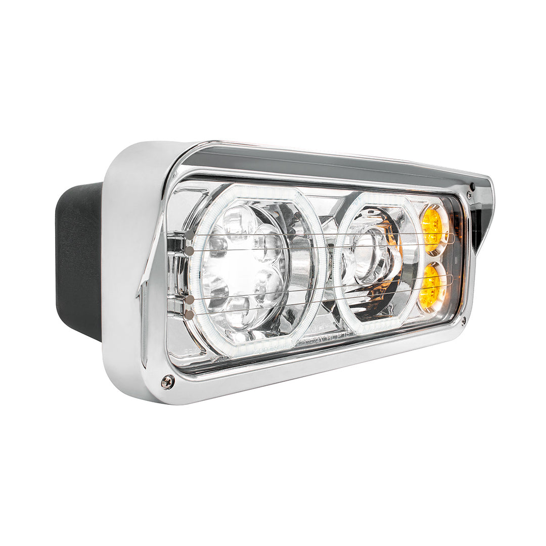 Chrome High Power Heated 10 LED Headlight With LED Turn &amp; DRL - Driver