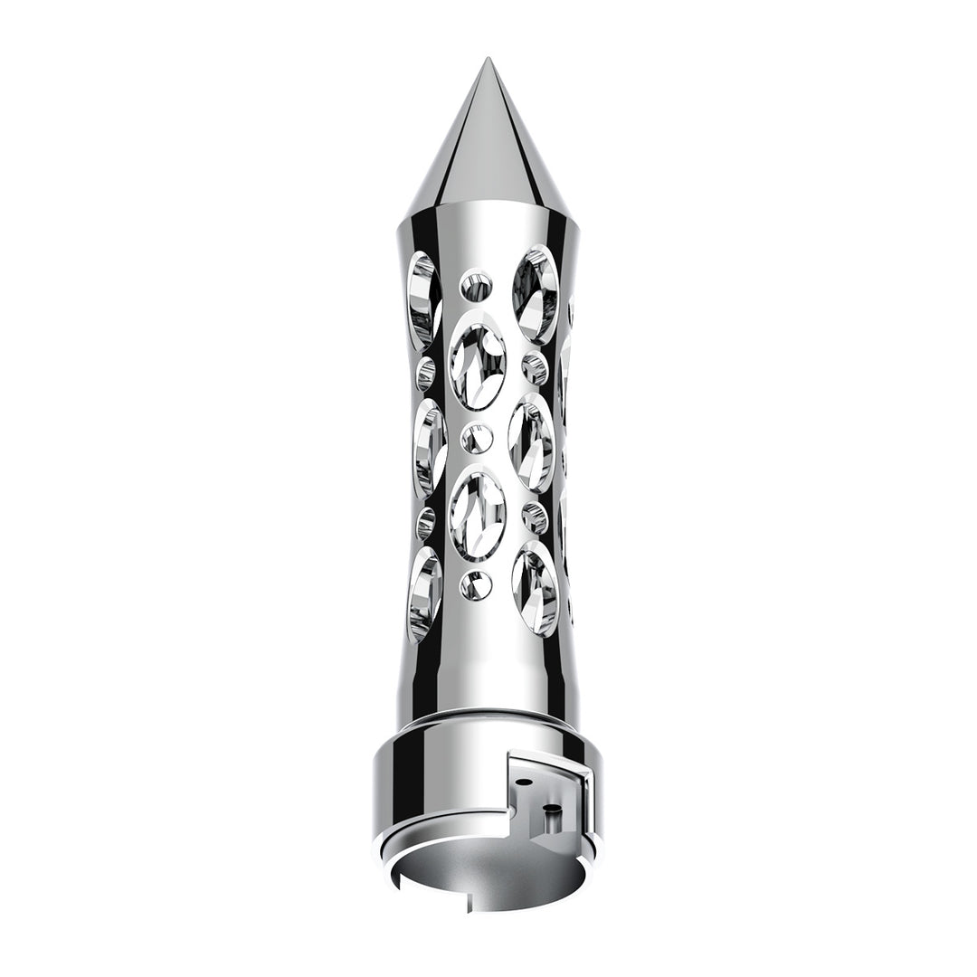 M30 x 3.5 Thread-On Daytona Style Spike Gearshift Knob With 13/15/18 Speed Adapter - Chrome/Vertical