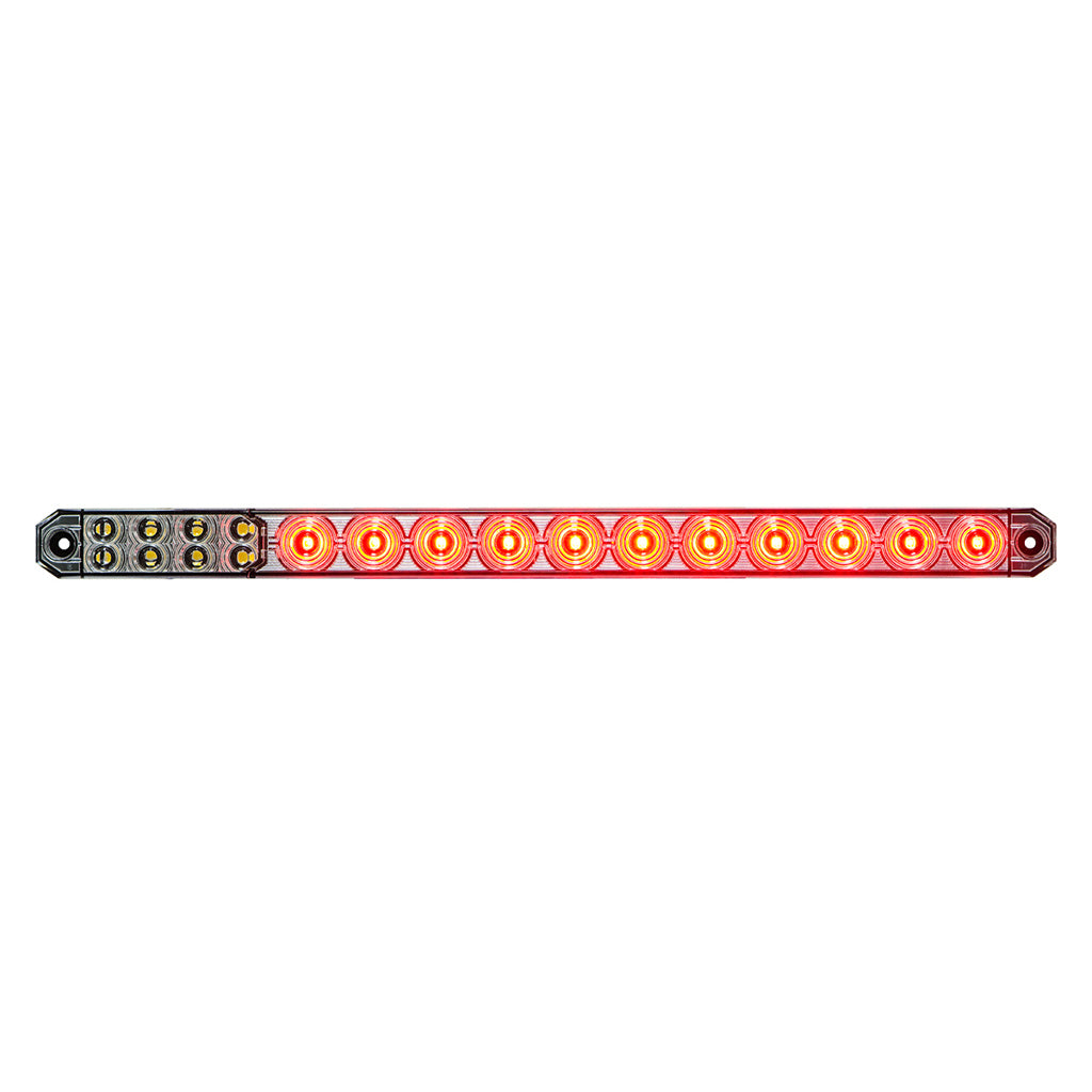 17" 27 LED Low Profile Light Bar (Stop, Turn &amp; Tail) With Back-Up Light - Red &amp; White LED/ Clear Lens
