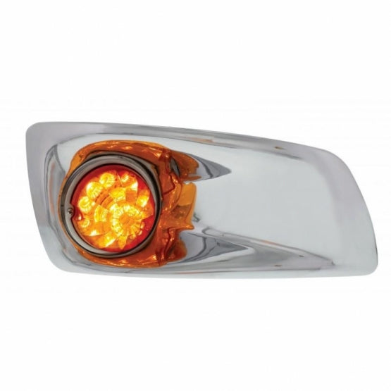 Fog Light Cover With 17 Amber LED Reflector Watermelon Lights For 2007-17 KW T660 - Passenger - Amber Lens