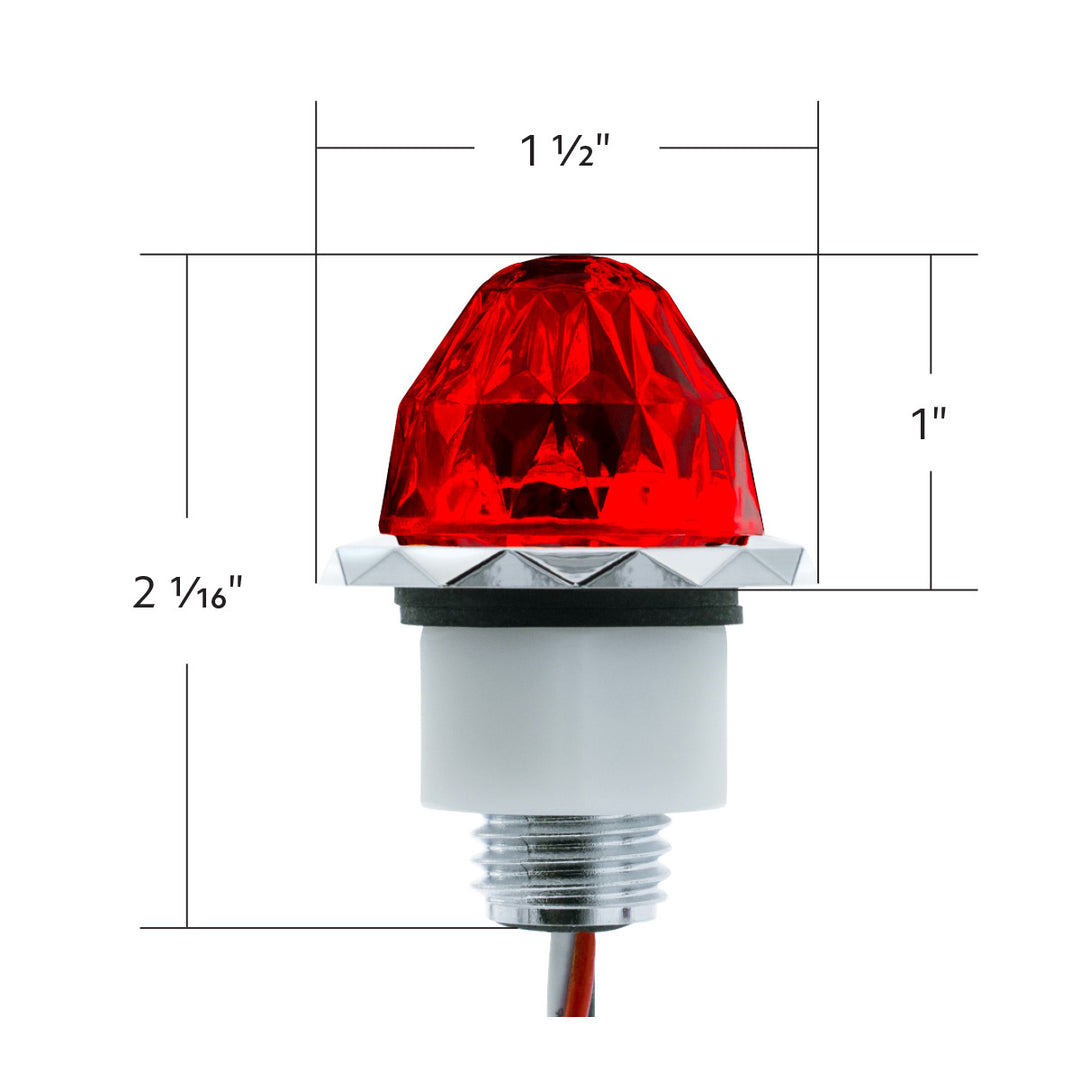 2 LED Dual Function Mini Crystal Watermelon Light (Clearance/Marker) - Red LED/Red Lens