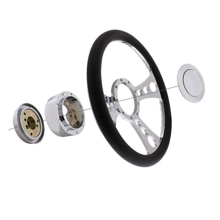Chrome Aluminum 3 - Bolt Hub Adapter for 9 - Screw Steering Wheel