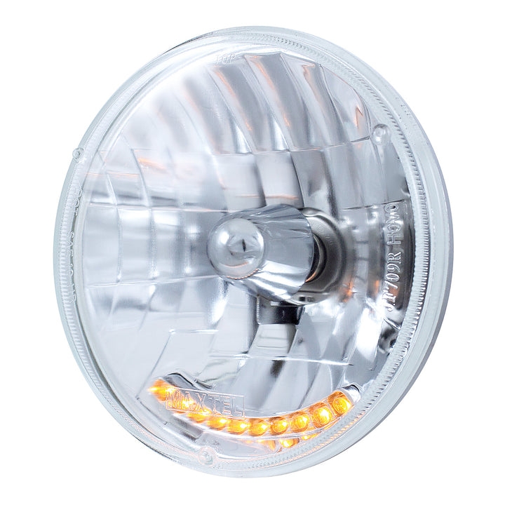 7" Crystal Headlight With 10 Amber LED Position Lights