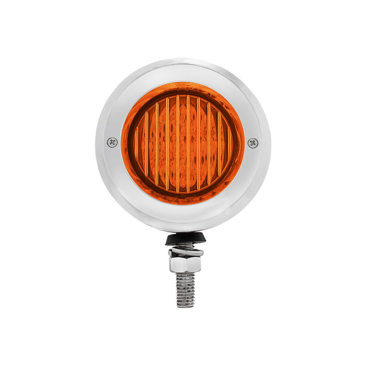 Stainless 2-1/2" Double Face Light With LED Lights &amp; Bezels - Amber &amp; Red LED/Amber &amp; Red Lens