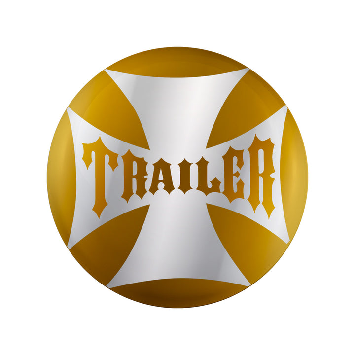 "Trailer" Maltese Cross Air Valve Knob Candy Color Sticker Only - Electric Yellow