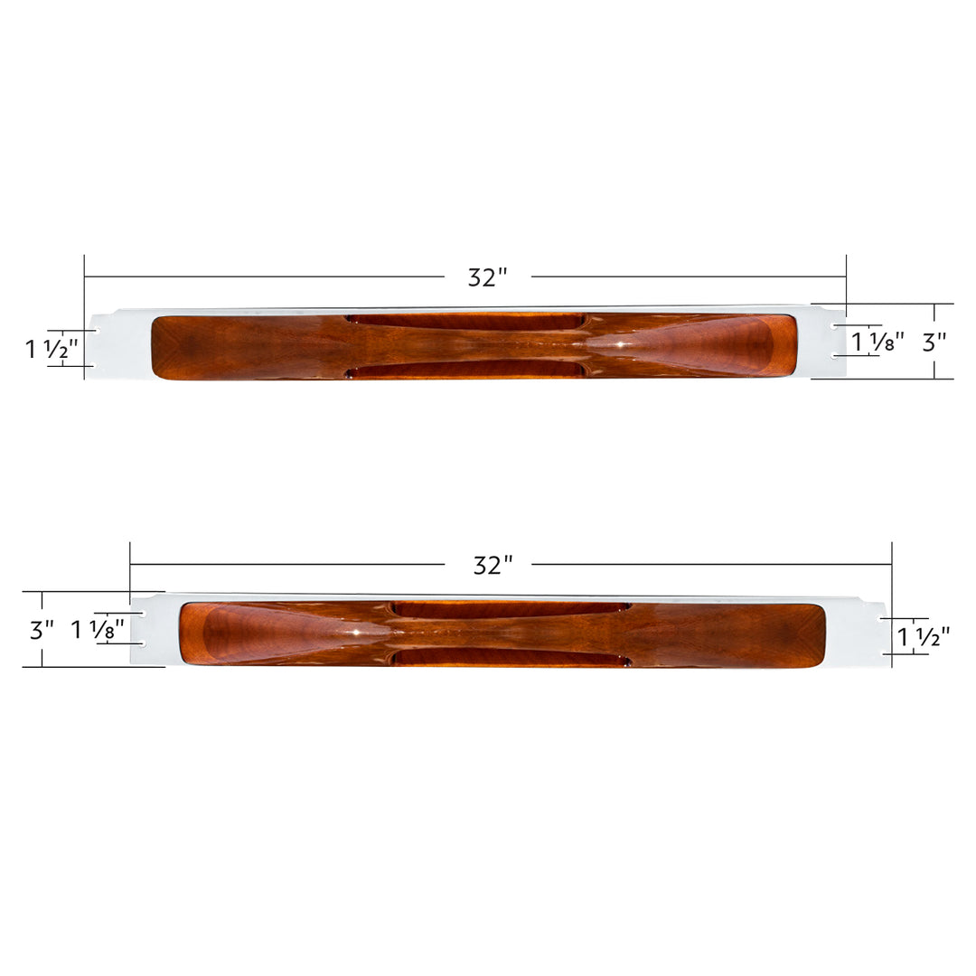 Wood Armrest With Stainless Steel Window Sill Mounting Plate For 2003-2005 Peterbilt