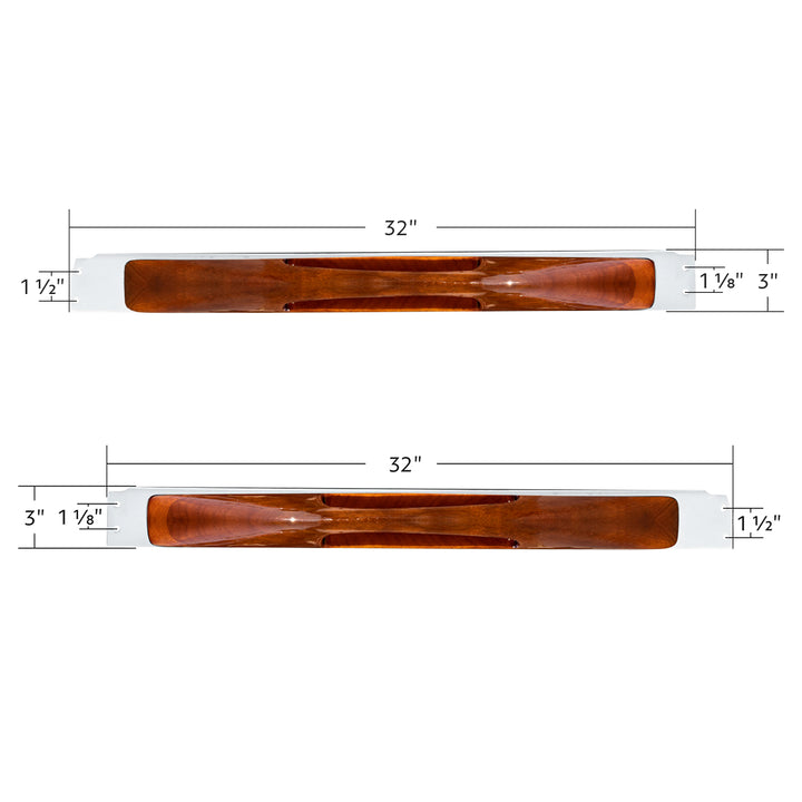 Wood Armrest With Stainless Steel Window Sill Mounting Plate For 2003-2005 Peterbilt