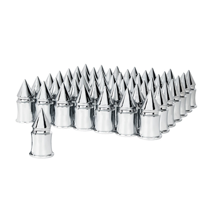 33mm X 4-3/8" Chrome Plastic V - Spike Nut Covers - Thread-On (60-Pack)