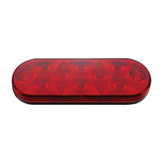 10 LED 6" Oval Light (Stop, Turn &amp; Tail) - Red LED/Red Lens (Bulk)