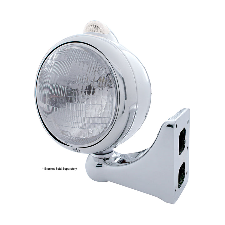 Stainless Steel Guide 682-C Headlight H6024 &amp; Dual Mode LED Signal - Clear Lens