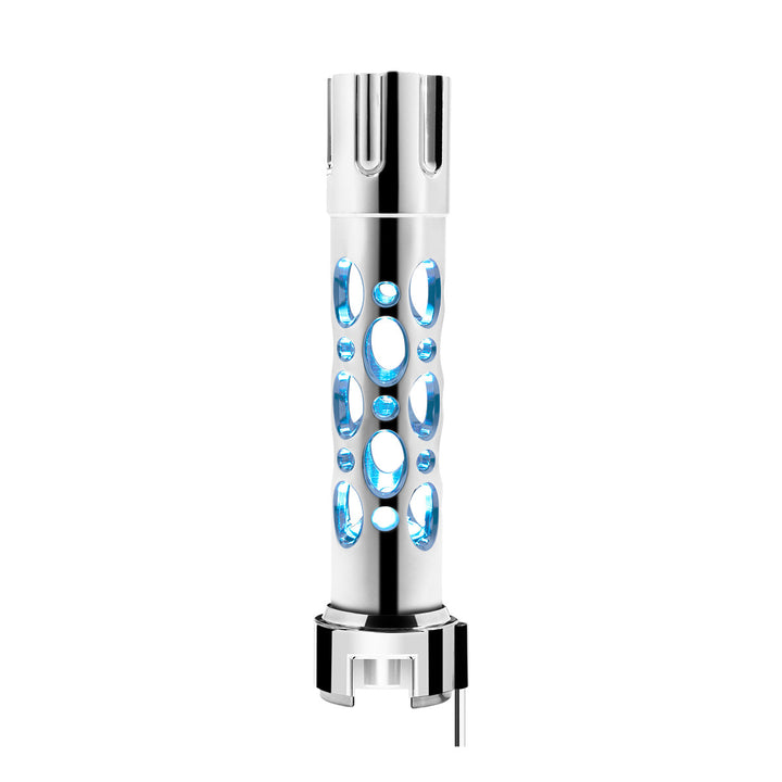 Austin Style Gun Cylinder Gearshift Knob With LED 13/15/18 Speed Adapter - Chrome/Blue LED