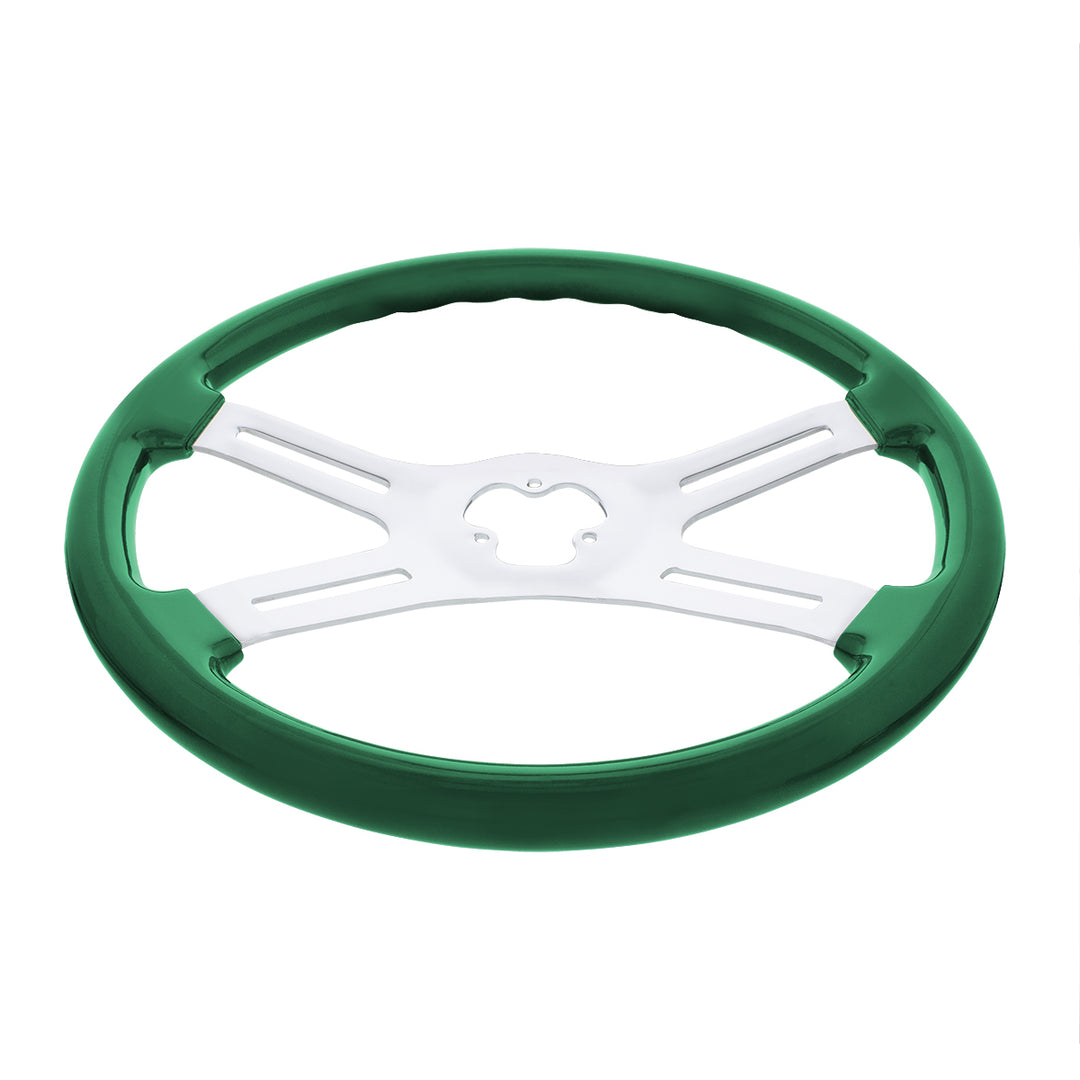 18" Vibrant Color 4 Spoke Steering Wheel - Emerald Green