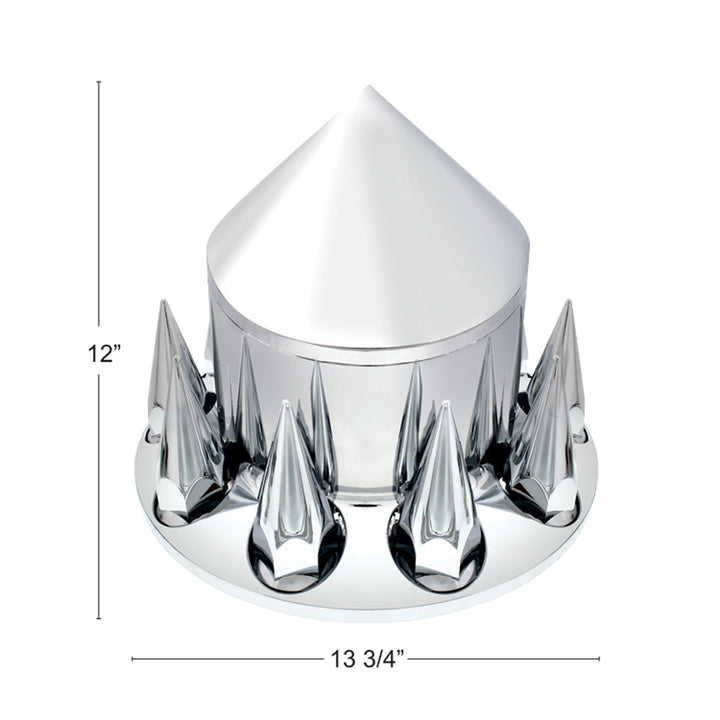 Spike Rear Axle Cover With 33mm Spike Thread-On Lug Nut Covers – Chrome | Semi Truck