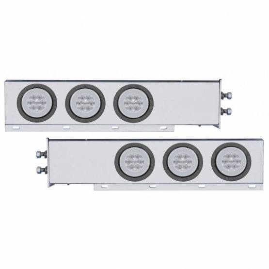 2" Bolt Pattern Stainless Steel Spring Loaded Bar With 6 x 21 LED 4" GloLight - Red LED/Clear Lens (Pair)