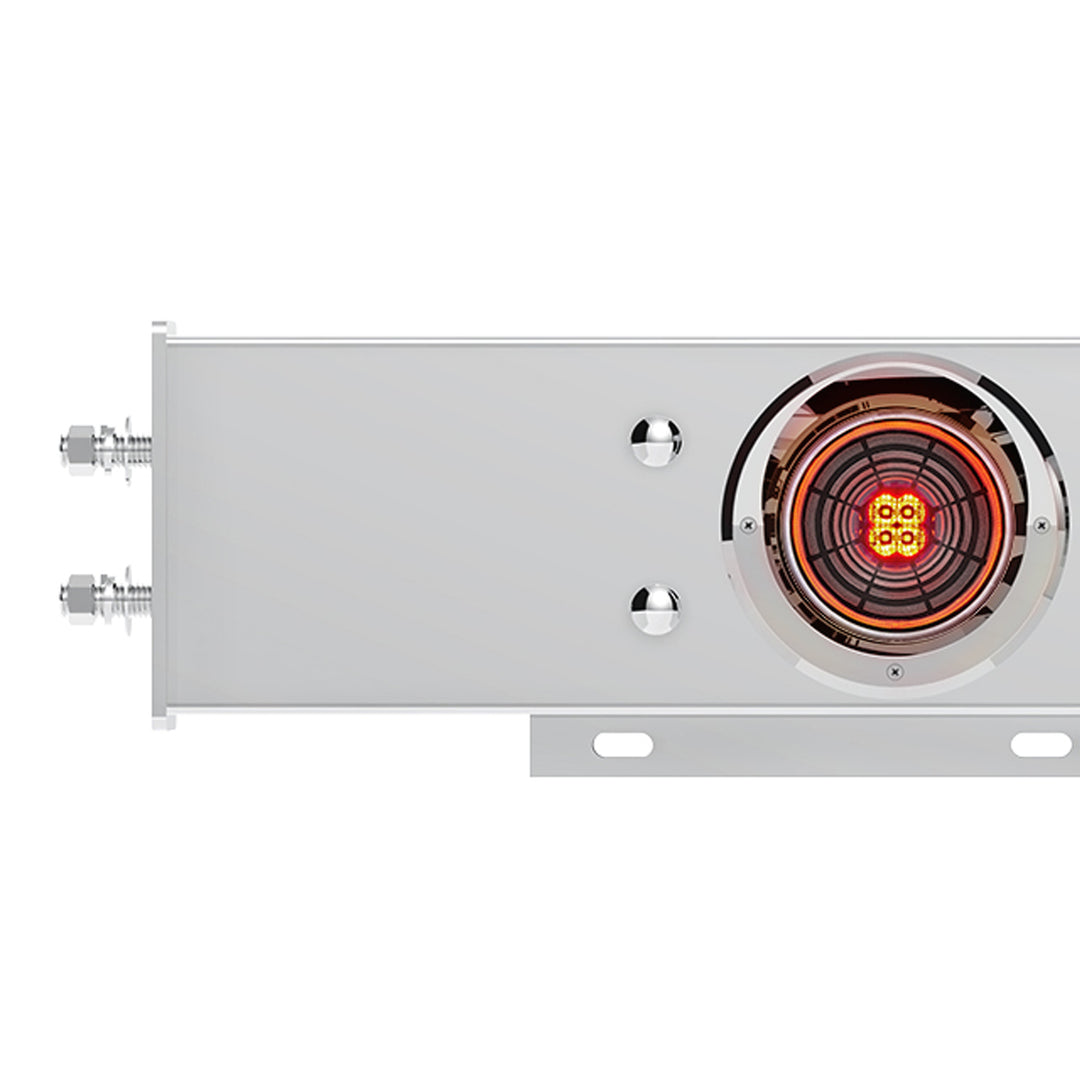 2-1/2" Bolt Pattern Stainless Steel Spring Loaded Bar With 6 x 4" 13 LED Abyss Lights &amp; Visors - Red LED/Clear Lens (Pair)