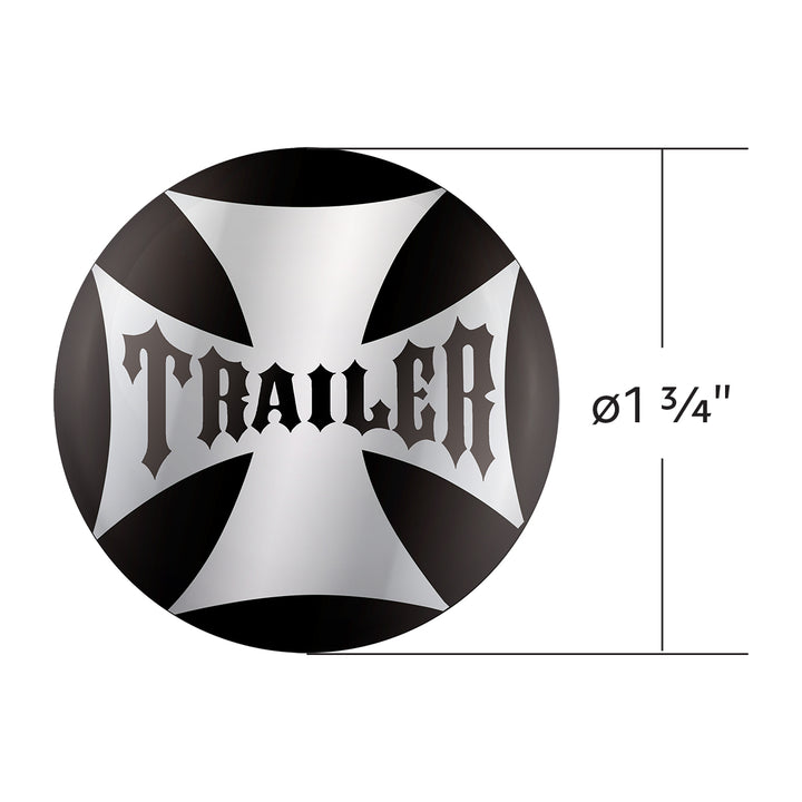 "Trailer" Maltese Cross Air Valve Knob Candy Color Sticker Only - Glossy Black