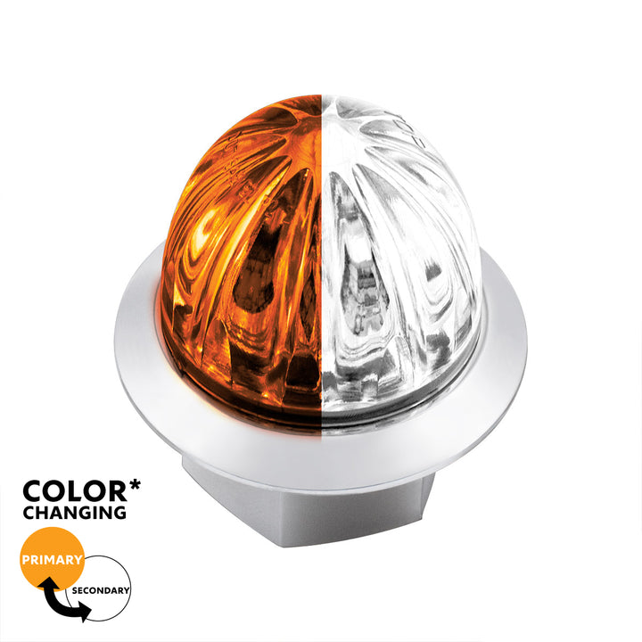 4 LED 1-1/8" Watermelon Double Fury Light With Clear Lens (Clearance/Marker) - Amber &amp; White LED