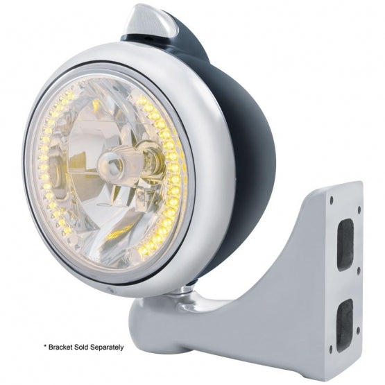 Black Guide 682-C Headlight H4 With 34 Amber LED &amp; Original Style LED Signal - Clear Lens