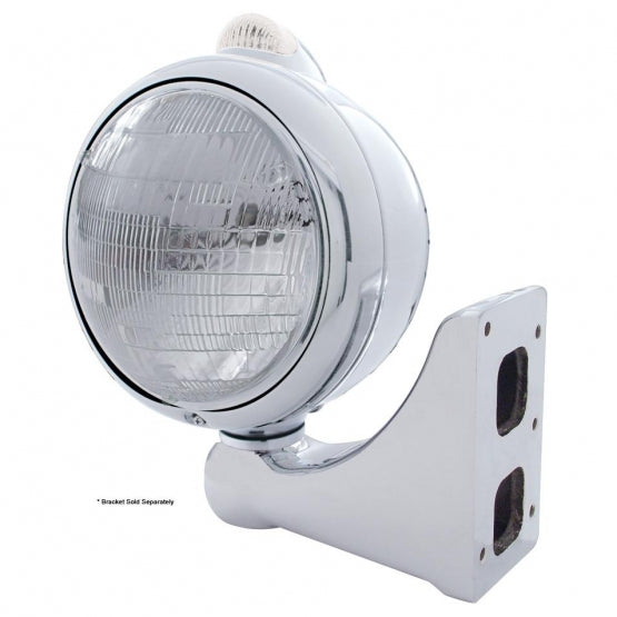 Stainless Steel Guide 682-C Style Headlight 6014 &amp; LED Turn Signal - Clear Lens