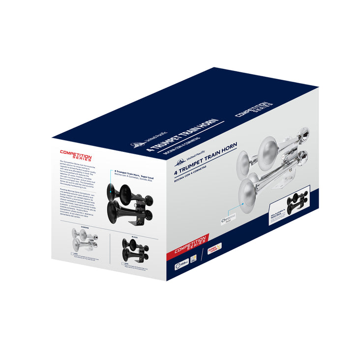 Black 4 Trumpets Air Powered Train Horn - Competition Series
