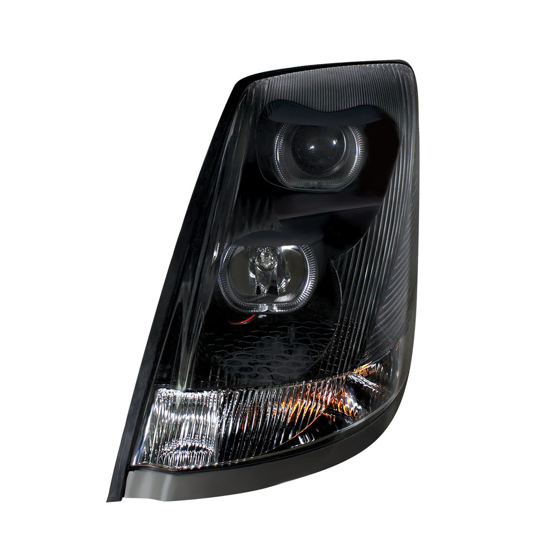Blackout Projection Headlight With White LED Light Bar For 2003-2017 Volvo VN/VNL - Driver