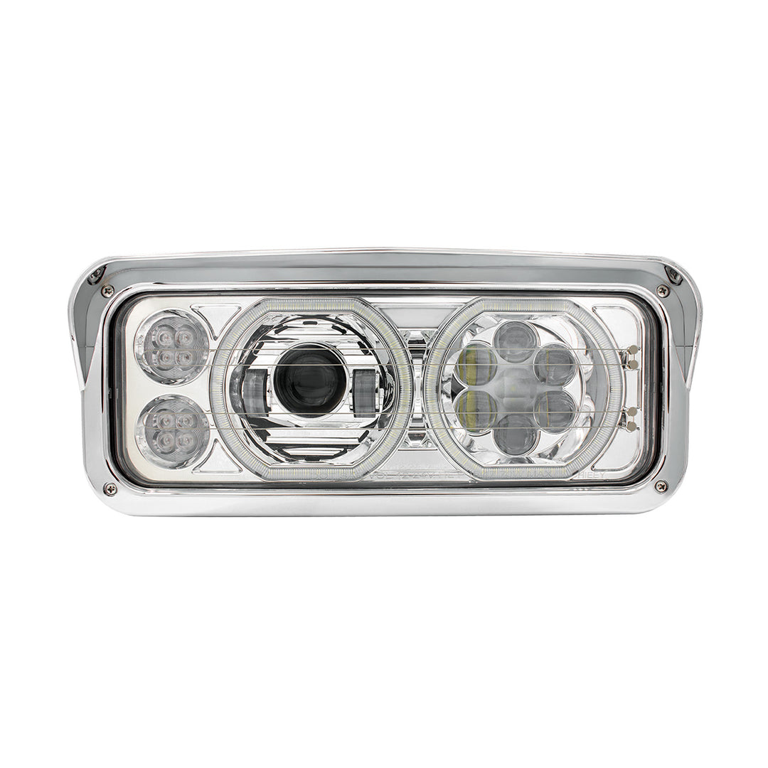 Chrome High Power Heated 10 LED Headlight With LED Turn &amp; DRL - Passenger