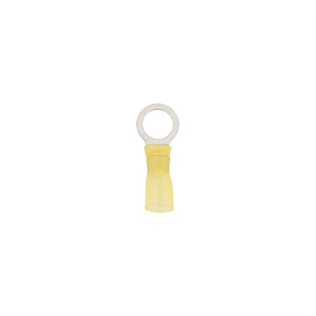 12-10 AWG 3/8" Stud CS Heat Shrink Ring Terminal - Yellow (4-Pack)