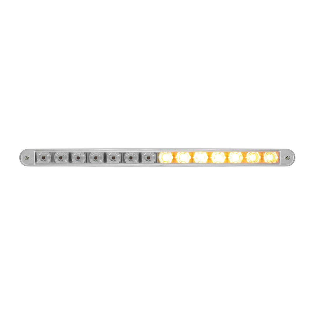 14 LED 12" Auxiliary Warning Light Bar With Bezel - Amber LED/Clear Lens